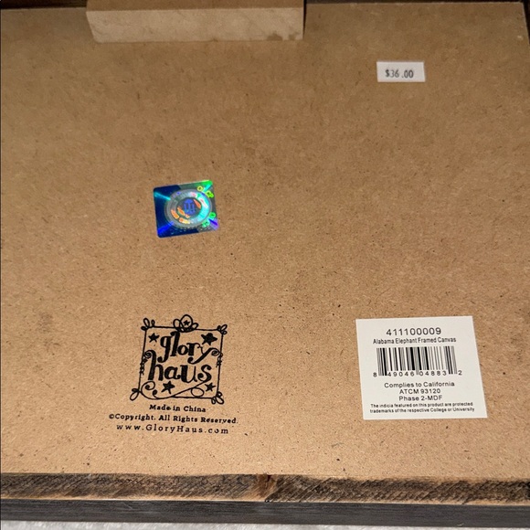 University Elephant Canvas Art with Red Banner - Picture 3 of 5